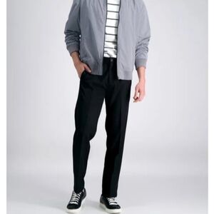 Haggar Men's Cool 18 Pro Gabardine Straight Fit Black Pants